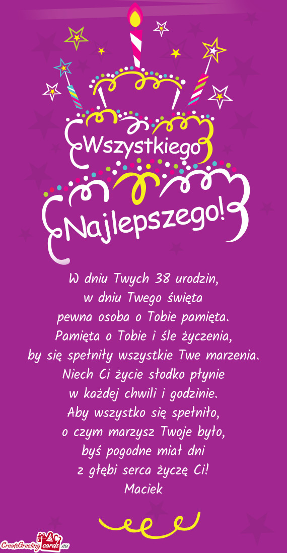 W dniu Twych 38 urodzin