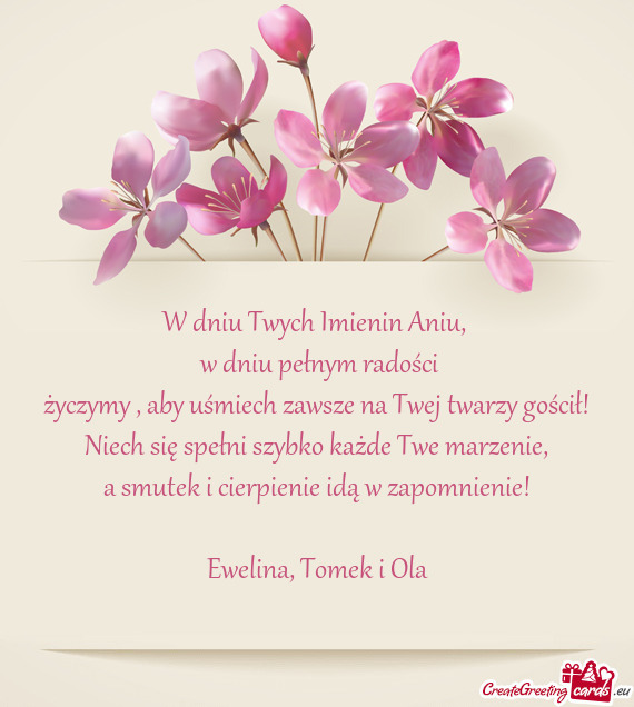 W dniu Twych Imienin Aniu