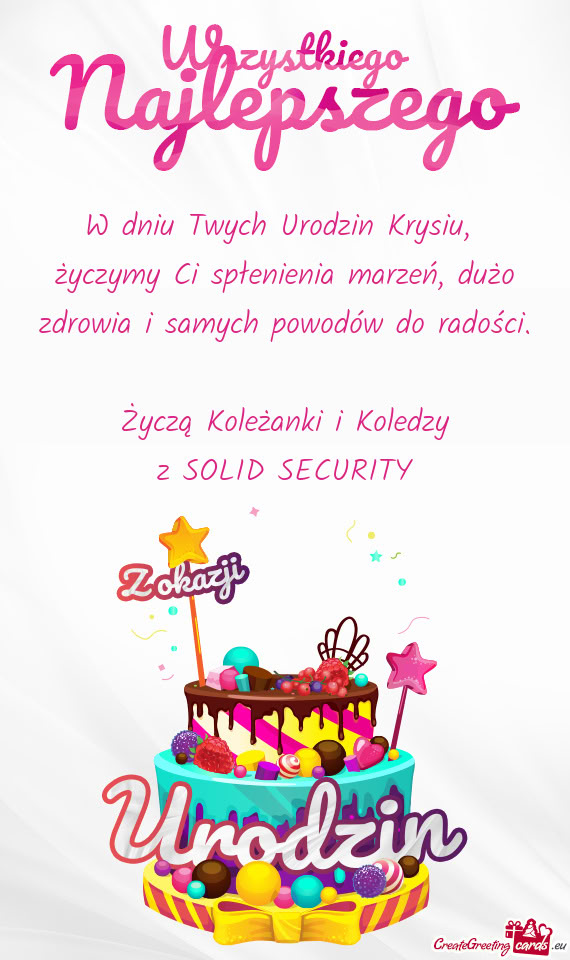 W dniu Twych Urodzin Krysiu