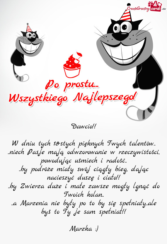 W dniu tych 18-stych pięknych Twych talentów