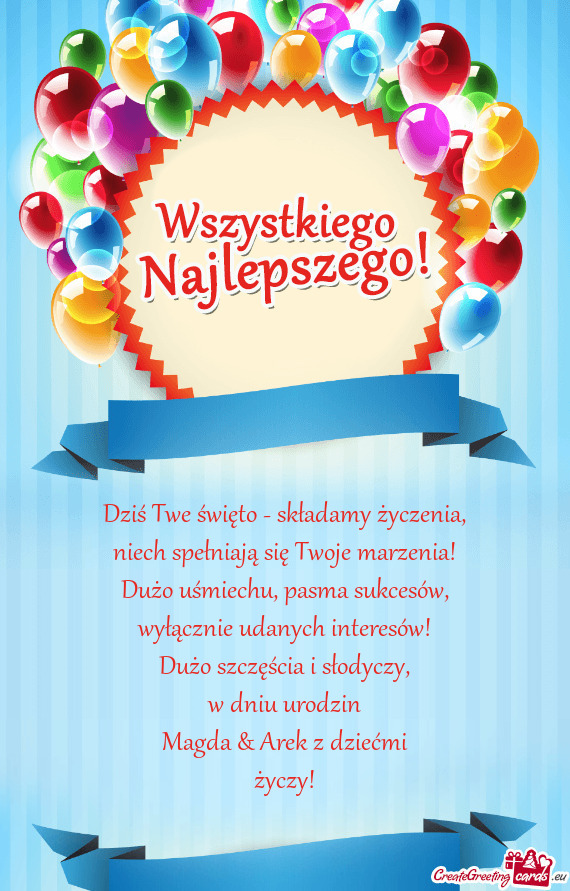 W dniu urodzin Magda & Arek z dziećmi życzy