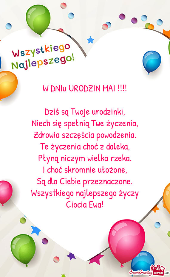 W DNIu URODZIN MAI
