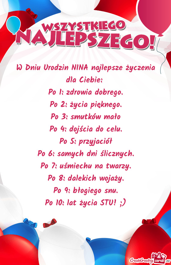 W Dniu Urodzin NINA najlepsze życzenia dla Ciebie