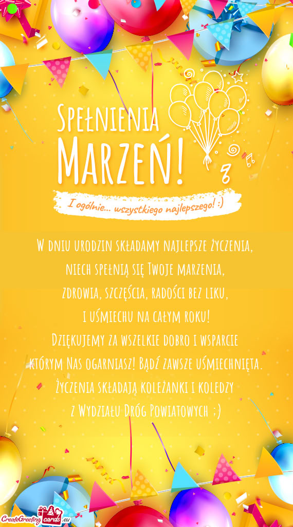 W dniu urodzin składamy najlepsze życzenia