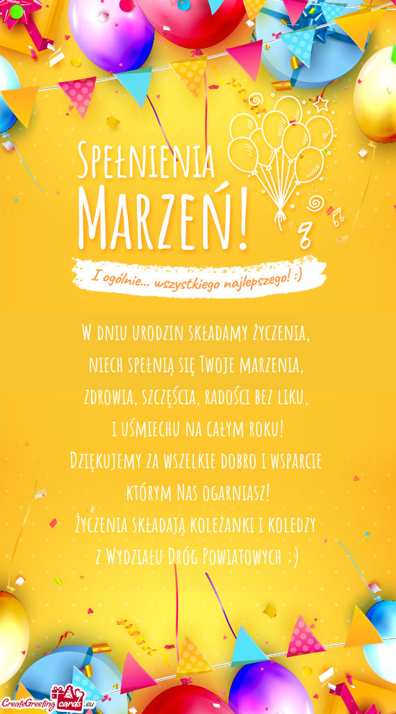 W dniu urodzin składamy życzenia