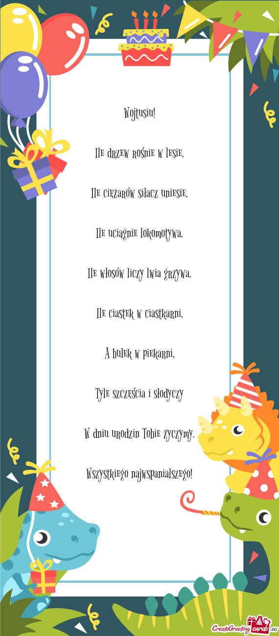 W dniu urodzin Tobie życzymy