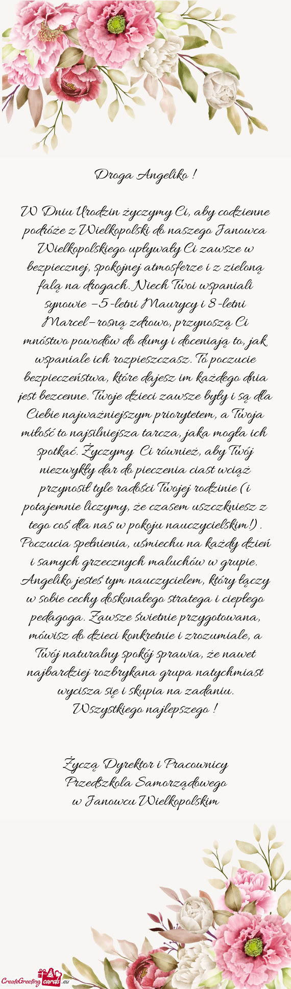 W Dniu Urodzin życzymy Ci, aby codzienne podróże z Wielkopolski do naszego Janowca Wielkopolskieg