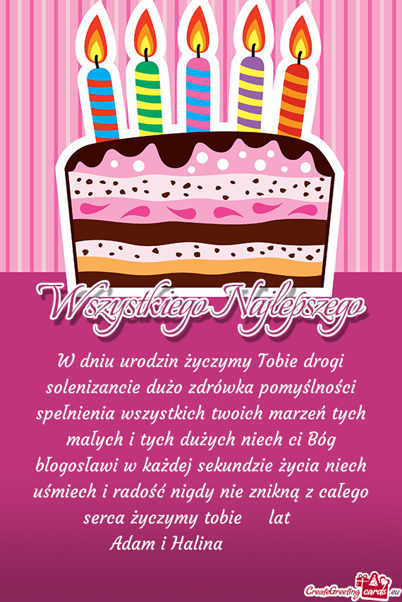 W dniu urodzin życzymy Tobie drogi solenizancie dużo zdrówka pomyślności spełnienia wszystkich