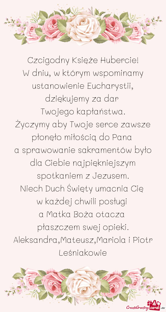 W dniu, w którym wspominamy ustanowienie Eucharystii, dziękujemy za dar