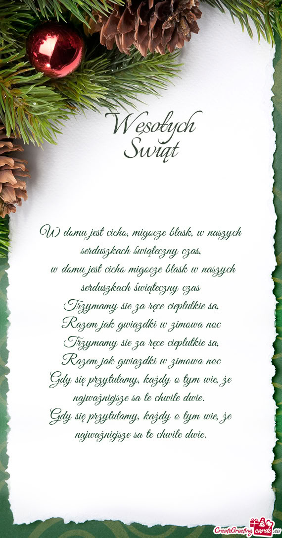 W domu jest cicho, migocze blask, w naszych serduszkach świąteczny czas