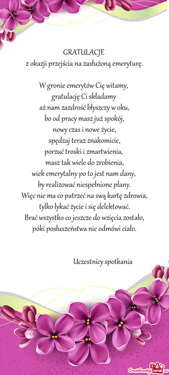 W gronie emerytów Cię witamy