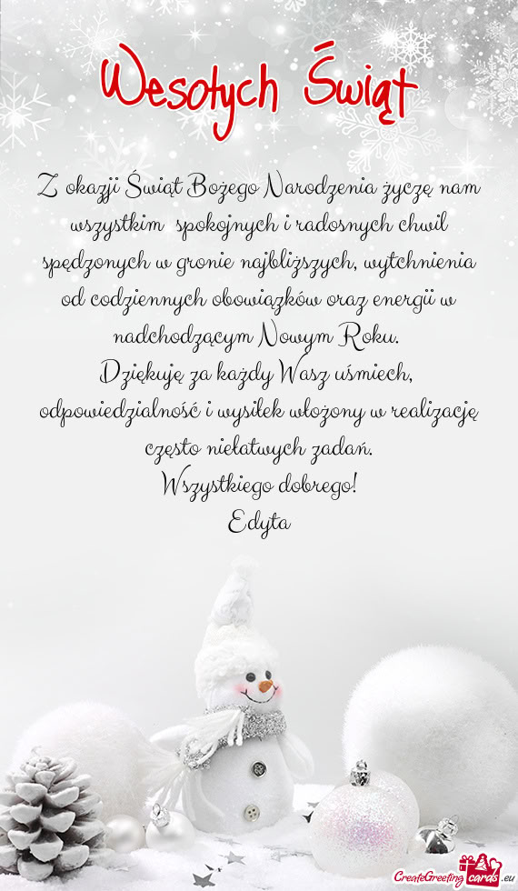 W gronie najbliższych, wytchnienia od codziennych obowiązków oraz energii w nadchodzącym Nowym R