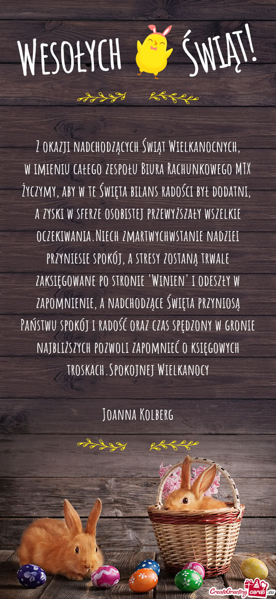 W imieniu całego zespołu Biura Rachunkowego MTX