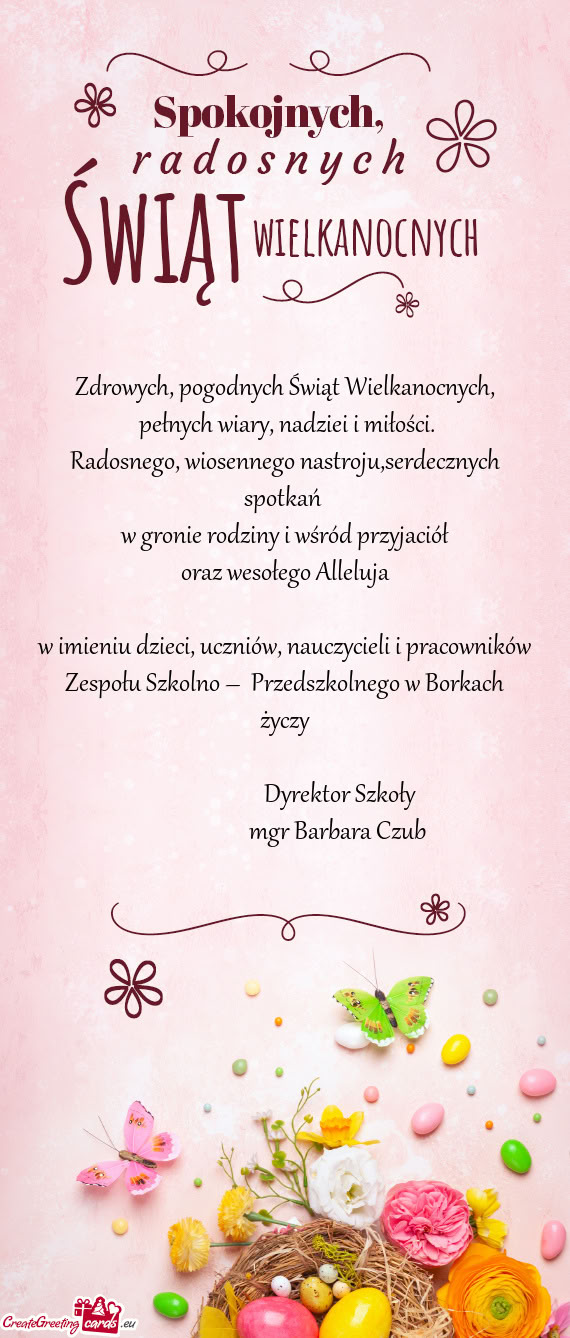 W imieniu dzieci, uczniów, nauczycieli i pracowników