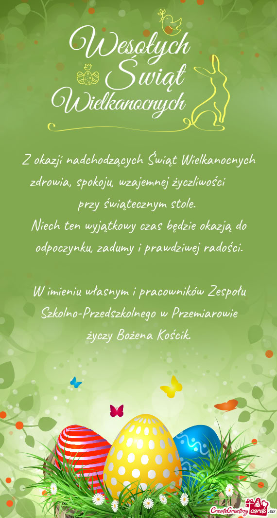 W imieniu własnym i pracowników Zespołu Szkolno-Przedszkolnego w Przemiarowie