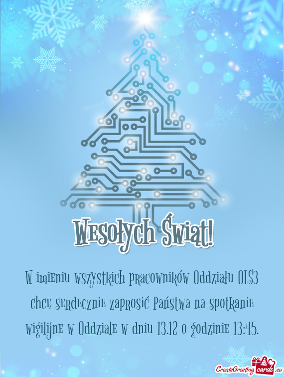 W imieniu wszystkich pracowników Oddziału OLS3 chcę serdecznie zaprosić Państwa na spotkanie wi