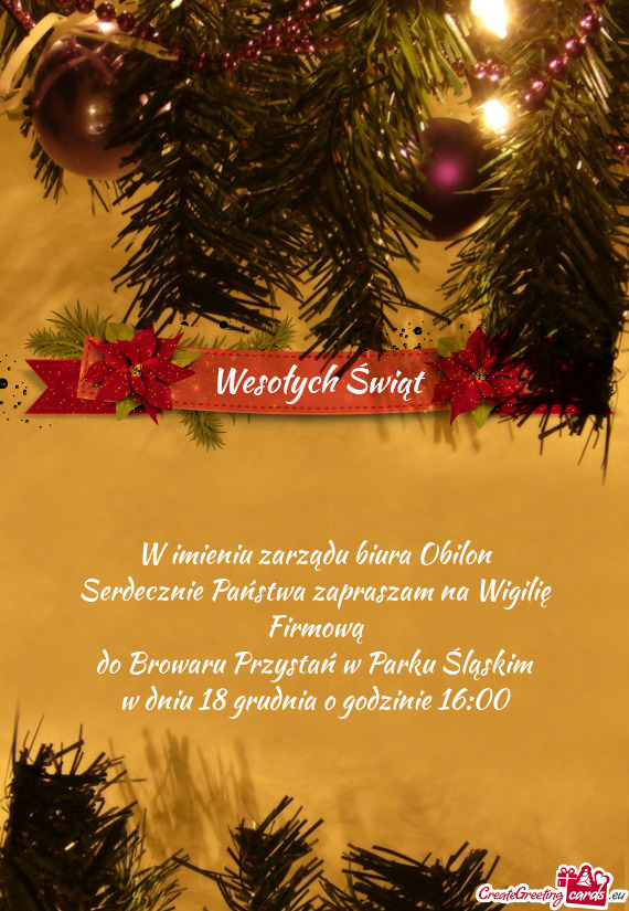 W imieniu zarządu biura Obilon