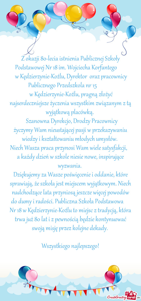W Kędzierzynie-Koźlu, Dyrektor oraz pracownicy Publicznego Przedszkola nr 15