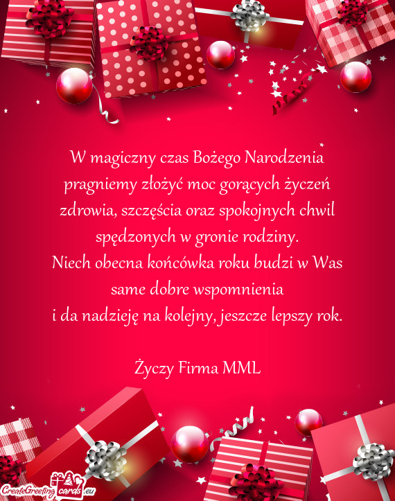 W magiczny czas Bożego Narodzenia  pragniemy złożyć moc gorących życzeń