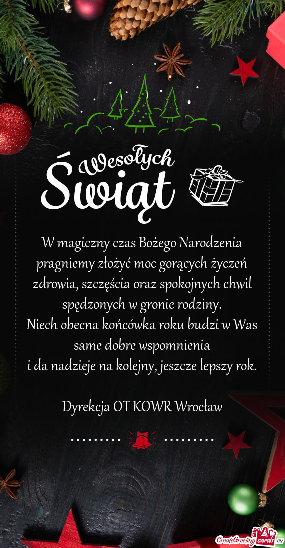 W magiczny czas Bożego Narodzenia  pragniemy złożyć moc gorących życzeń