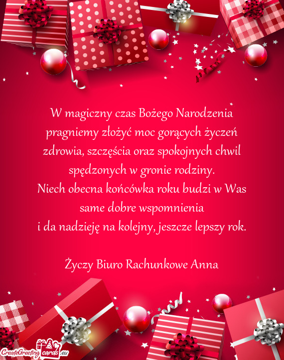 W magiczny czas Bożego Narodzenia  pragniemy złożyć moc gorących życzeń