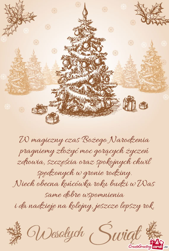 W magiczny czas Bożego Narodzenia  pragniemy złożyć moc gorących życzeń