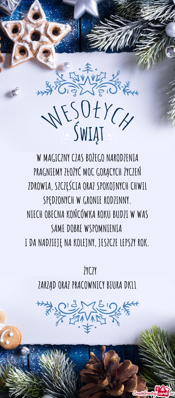 W MAGICZNY CZAS BOŻEGO NARODZENIA  PRAGNIEMY ZŁOŻYĆ MOC GORĄCYCH ŻYCZEŃ