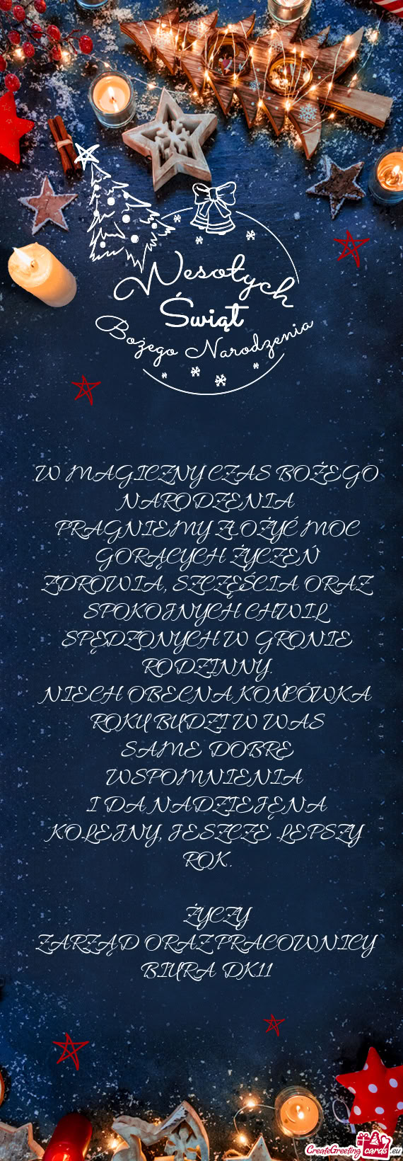 W MAGICZNY CZAS BOŻEGO NARODZENIA  PRAGNIEMY ZŁOŻYĆ MOC GORĄCYCH ŻYCZEŃ