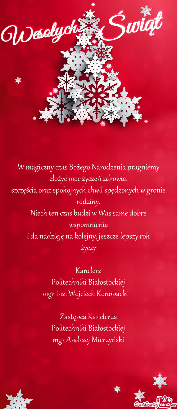 W magiczny czas Bożego Narodzenia pragniemy złożyć moc życzeń zdrowia