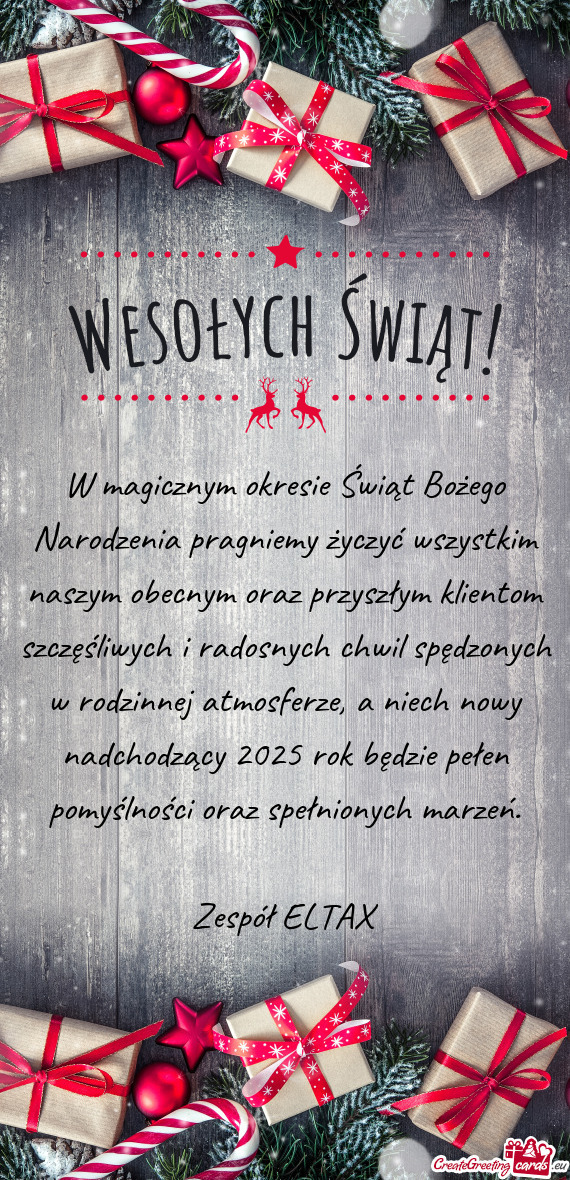 W magicznym okresie Świąt Bożego Narodzenia pragniemy życzyć wszystkim naszym obecnym oraz przy