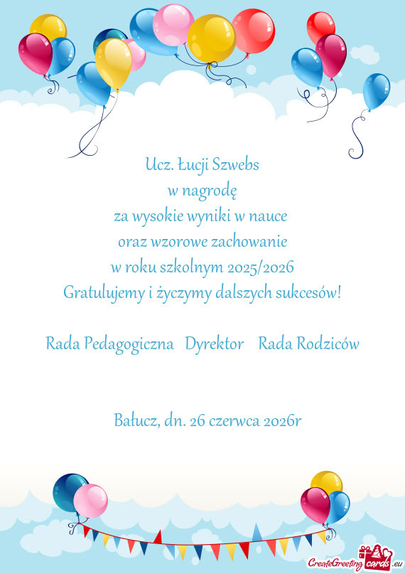 W nagrodę