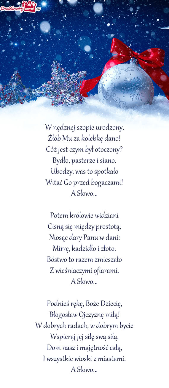 W nędznej szopie urodzony