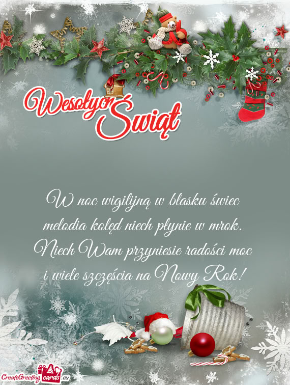 W noc wigilijną w blasku świec   melodia kolęd niech płynie w mrok.