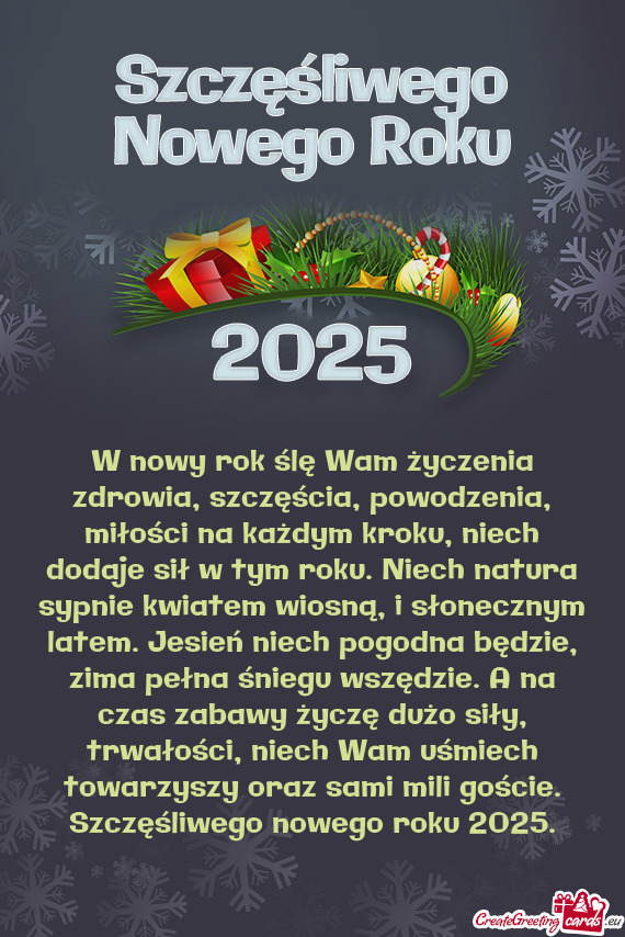 W nowy rok ślę Wam życzenia zdrowia