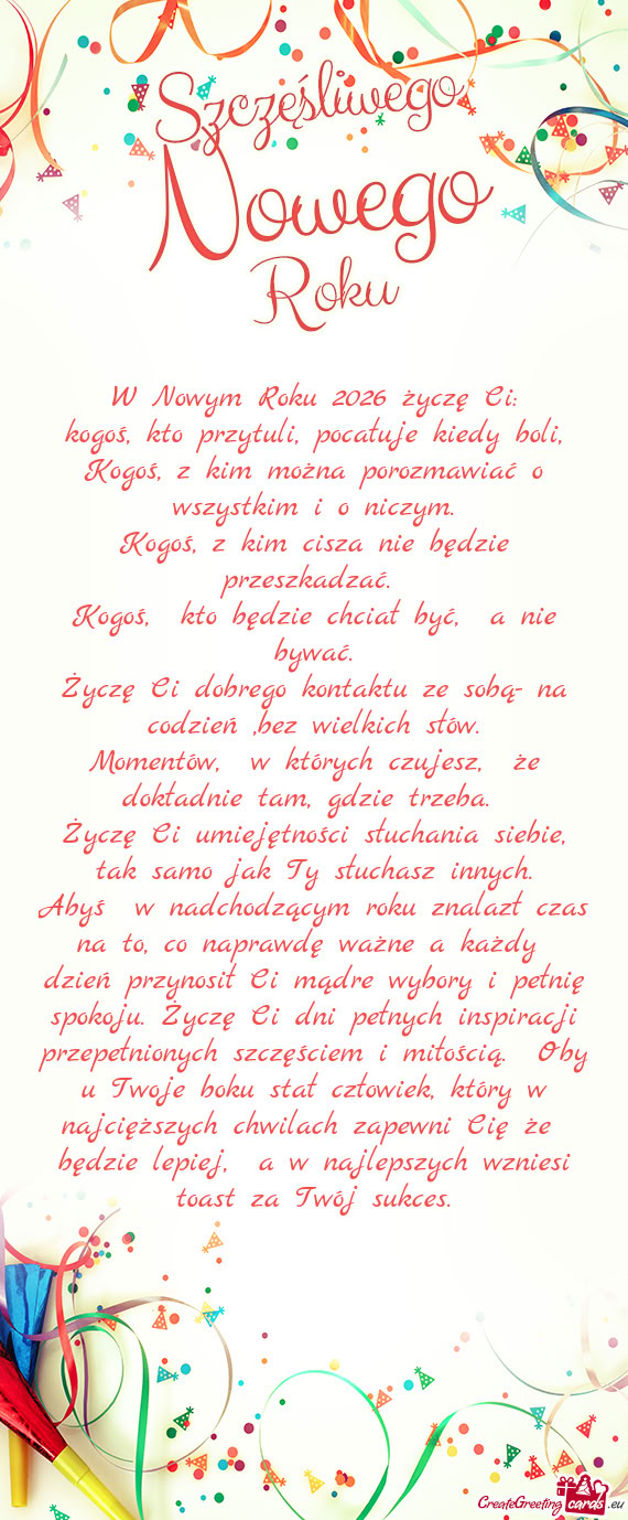 W Nowym Roku 2026 życzę Ci