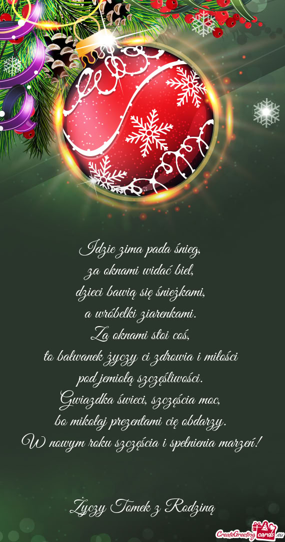 W nowym roku szczęścia i spełnienia marzeń! Tomek z Rodziną