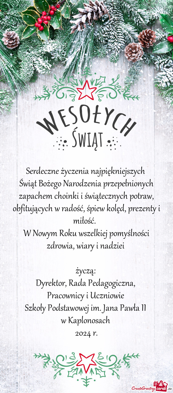 W Nowym Roku wszelkiej pomyślności zdrowia, wiary i nadziei