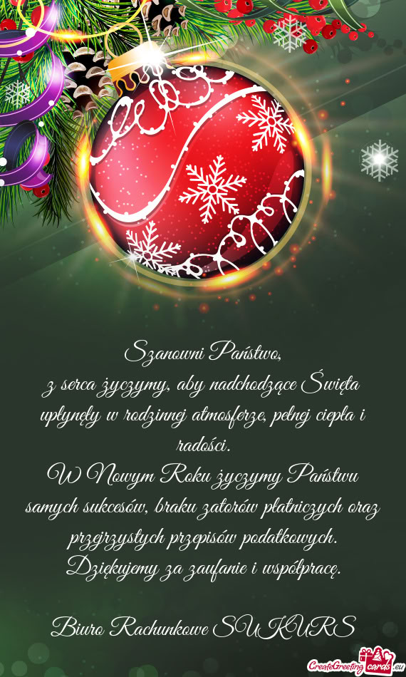 W Nowym Roku życzymy Państwu samych sukcesów, braku zatorów płatniczych oraz przejrzystych prze