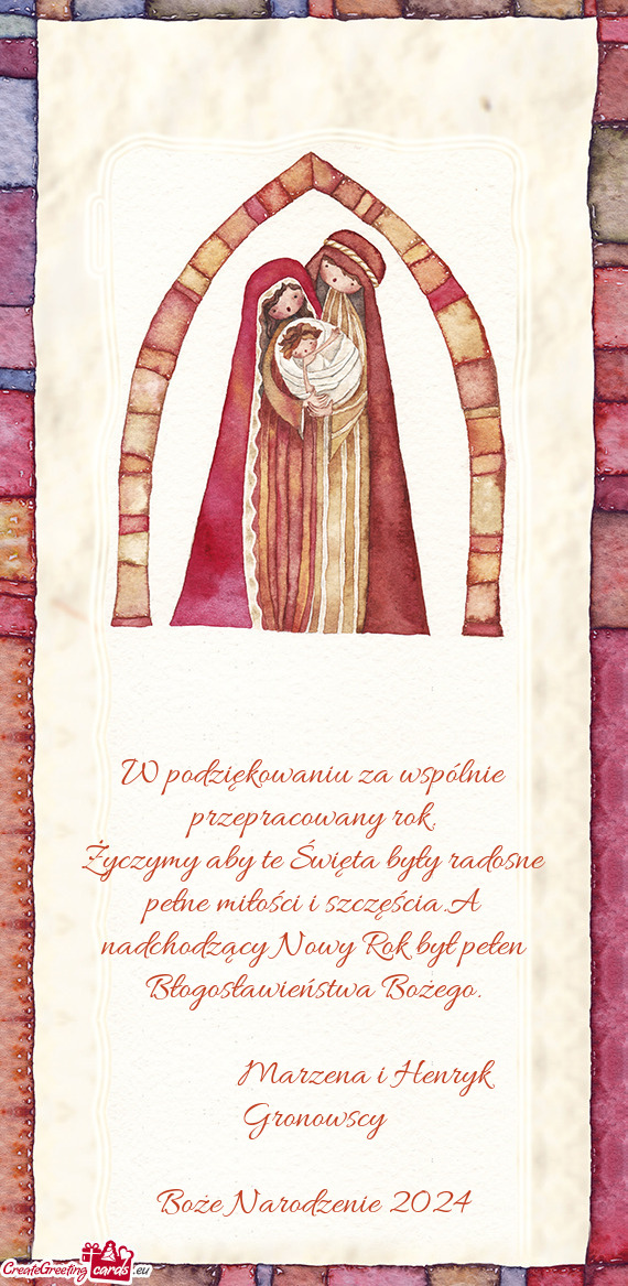 W podziękowaniu za wspólnie przepracowany rok