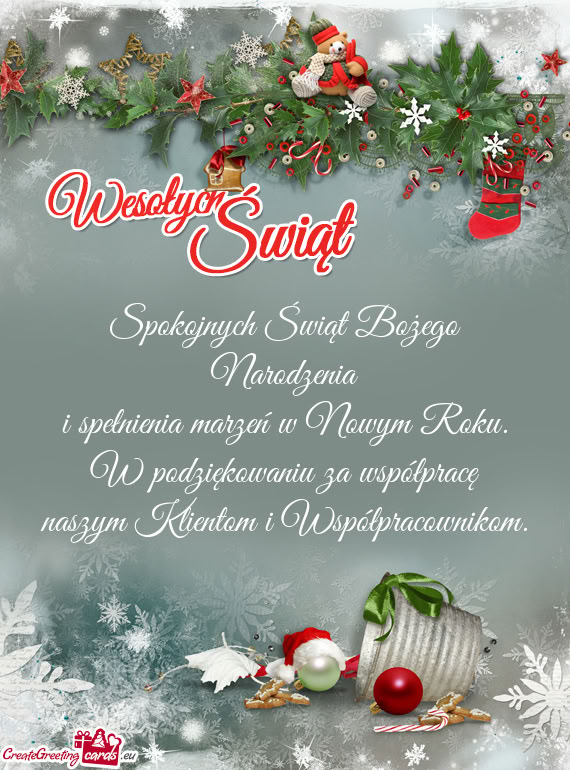 W podziękowaniu za współpracę naszym Klientom i Współpracownikom