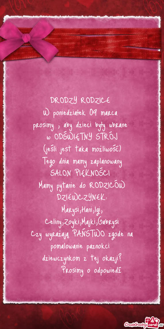 W poniedziałek 09 marca