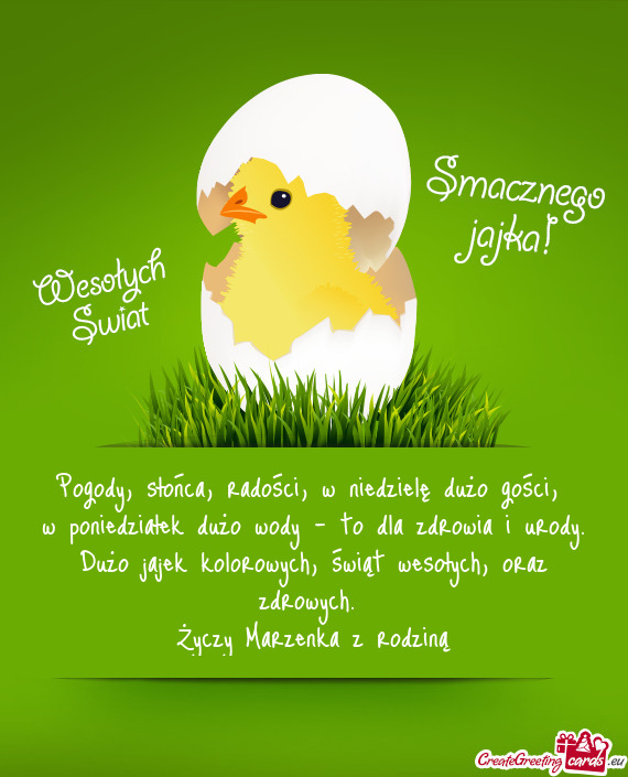 W poniedziałek dużo wody – to dla zdrowia i urody. Dużo jajek kolorowych, świąt wesołych, or