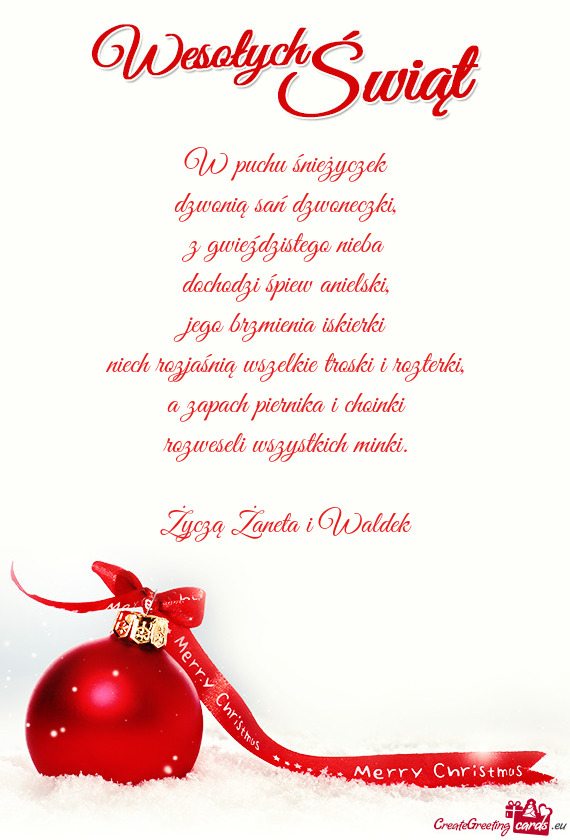 W puchu śnieżyczek  dzwonią sań dzwoneczki,  z gwieździstego nieba