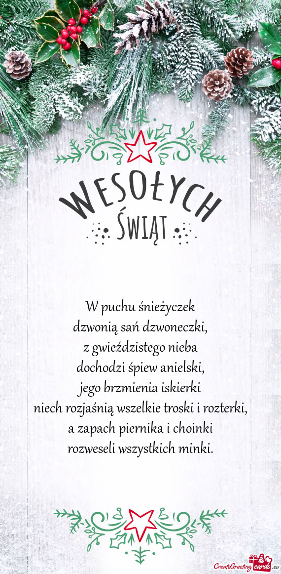 W puchu śnieżyczek  dzwonią sań dzwoneczki,  z gwieździstego nieba