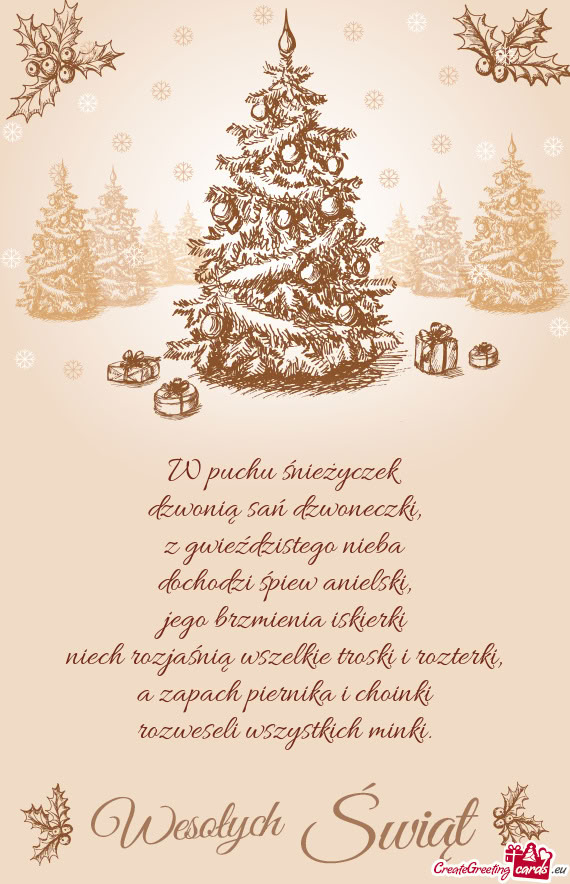 W puchu śnieżyczek  dzwonią sań dzwoneczki,  z gwieździstego nieba