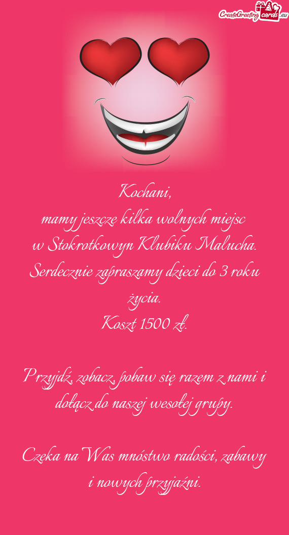 W Stokrotkowyn Klubiku Malucha. Serdecznie zapraszamy dzieci do 3 roku życia