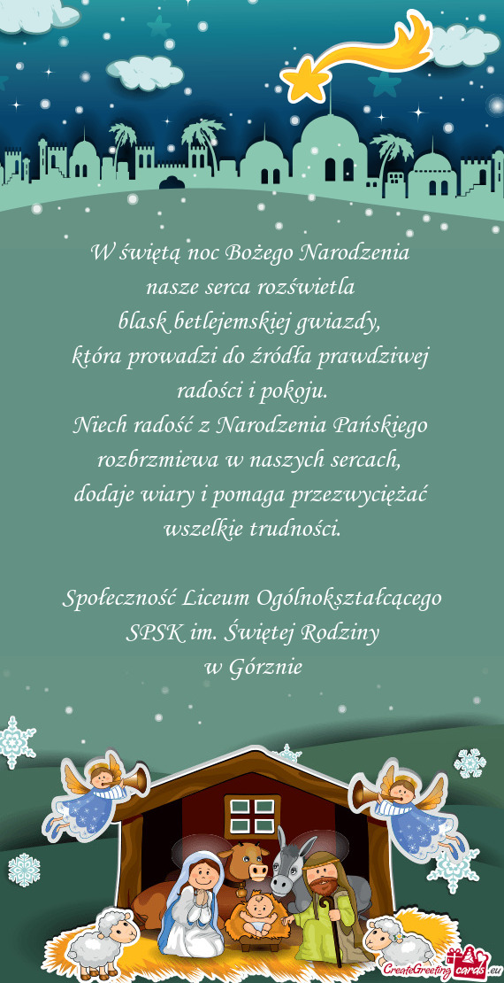 W świętą noc Bożego Narodzenia