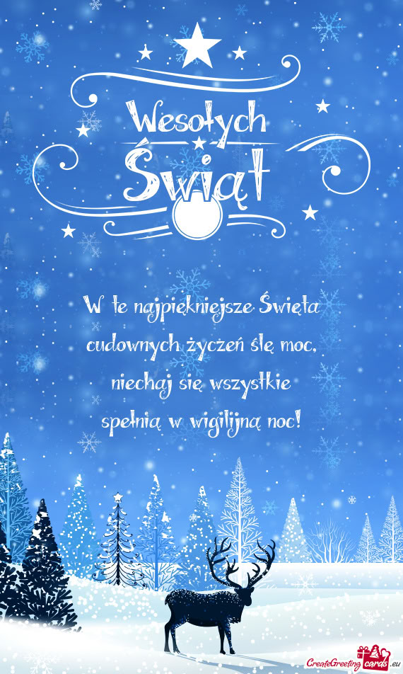 W te najpiękniejsze Święta  cudownych życzeń ślę moc,  niechaj się
