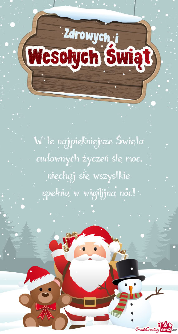 W te najpiękniejsze Święta  cudownych życzeń ślę moc,  niechaj się