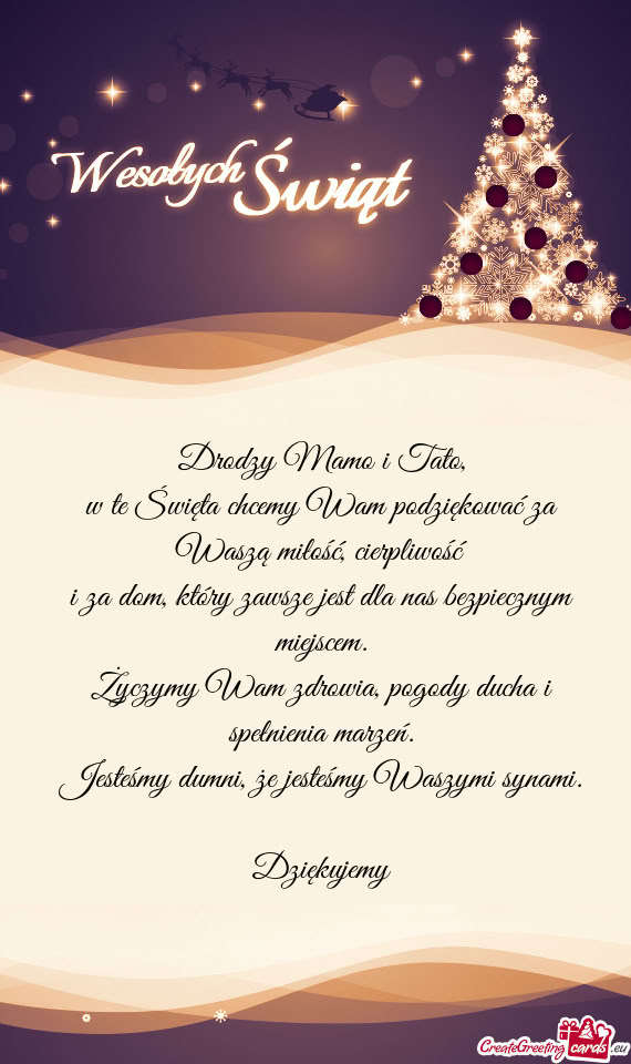 W te Święta chcemy Wam podziękować za Waszą miłość, cierpliwość